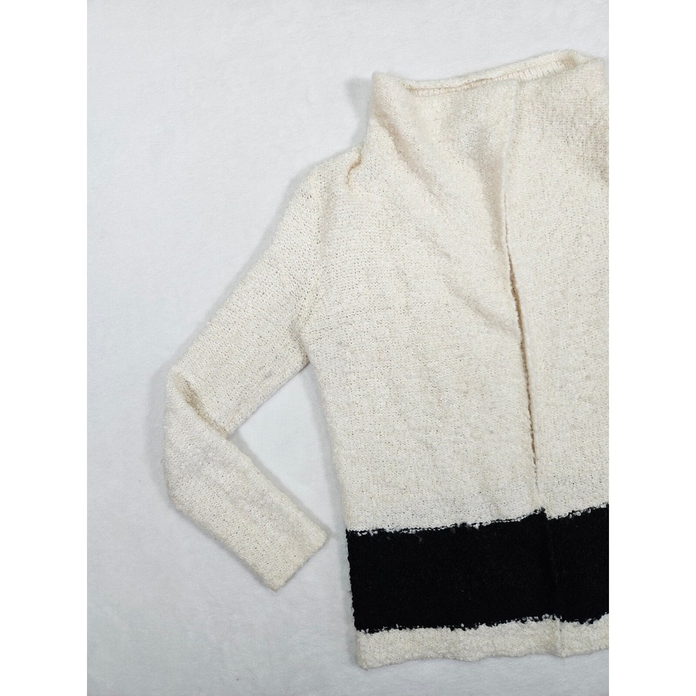 LRL Ralph Lauren Cardigan Women's Small White Black Wool Blend Knit Open‎ Casual - Picture 4 of 9